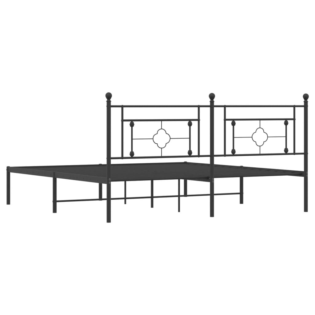 Bedframe met hoofdbord metaal zwart 183x213 cm is nu te koop bij PeponiXL, paradijselijk wonen!