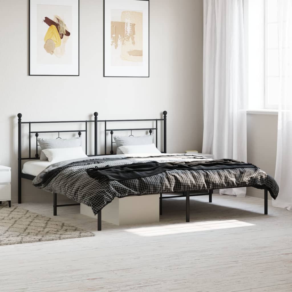 Bedframe met hoofdbord metaal zwart 183x213 cm is nu te koop bij PeponiXL, paradijselijk wonen!