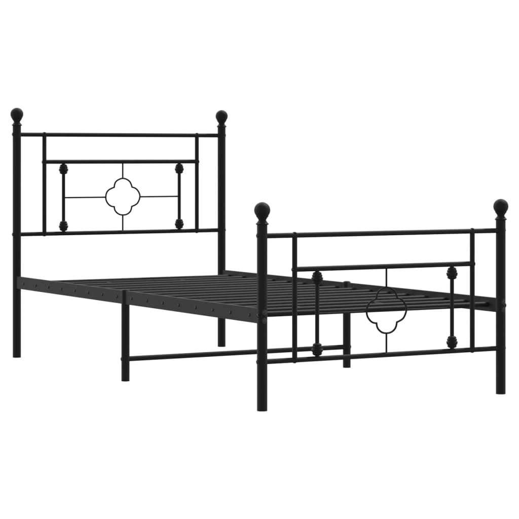 Bedframe met hoofd- en voeteneinde metaal zwart 90x190 cm is nu te koop bij PeponiXL, paradijselijk wonen!