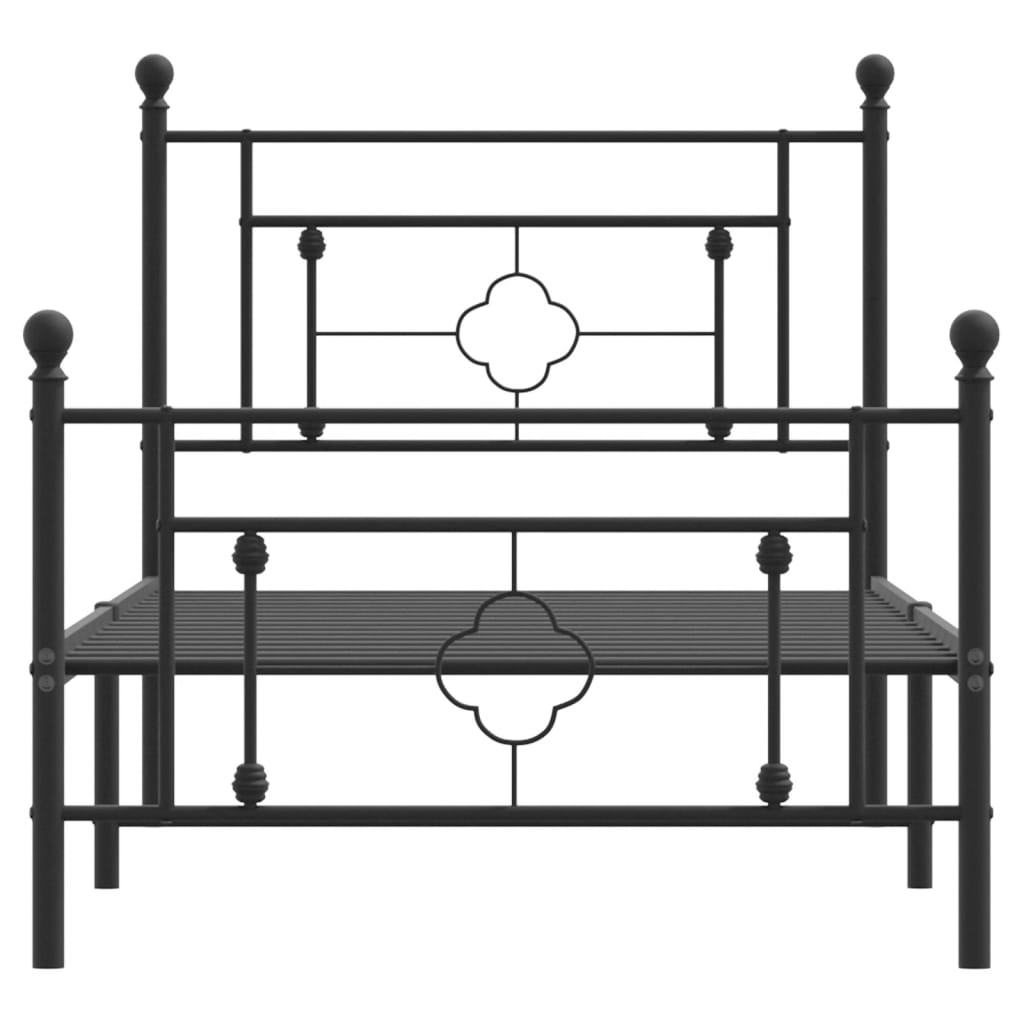 Bedframe met hoofd- en voeteneinde metaal zwart 90x190 cm is nu te koop bij PeponiXL, paradijselijk wonen!