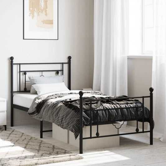 Bedframe met hoofd- en voeteneinde metaal zwart 90x190 cm is nu te koop bij PeponiXL, paradijselijk wonen!