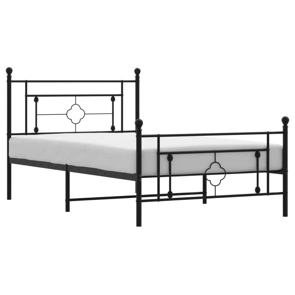 Bedframe met hoofd- en voeteneinde metaal zwart 107x203 cm is nu te koop bij PeponiXL, paradijselijk wonen!