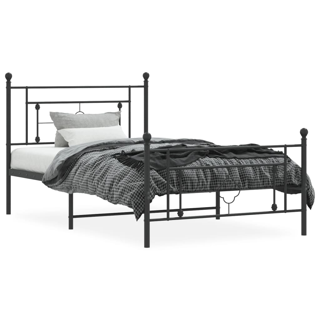 Bedframe met hoofd- en voeteneinde metaal zwart 107x203 cm is nu te koop bij PeponiXL, paradijselijk wonen!