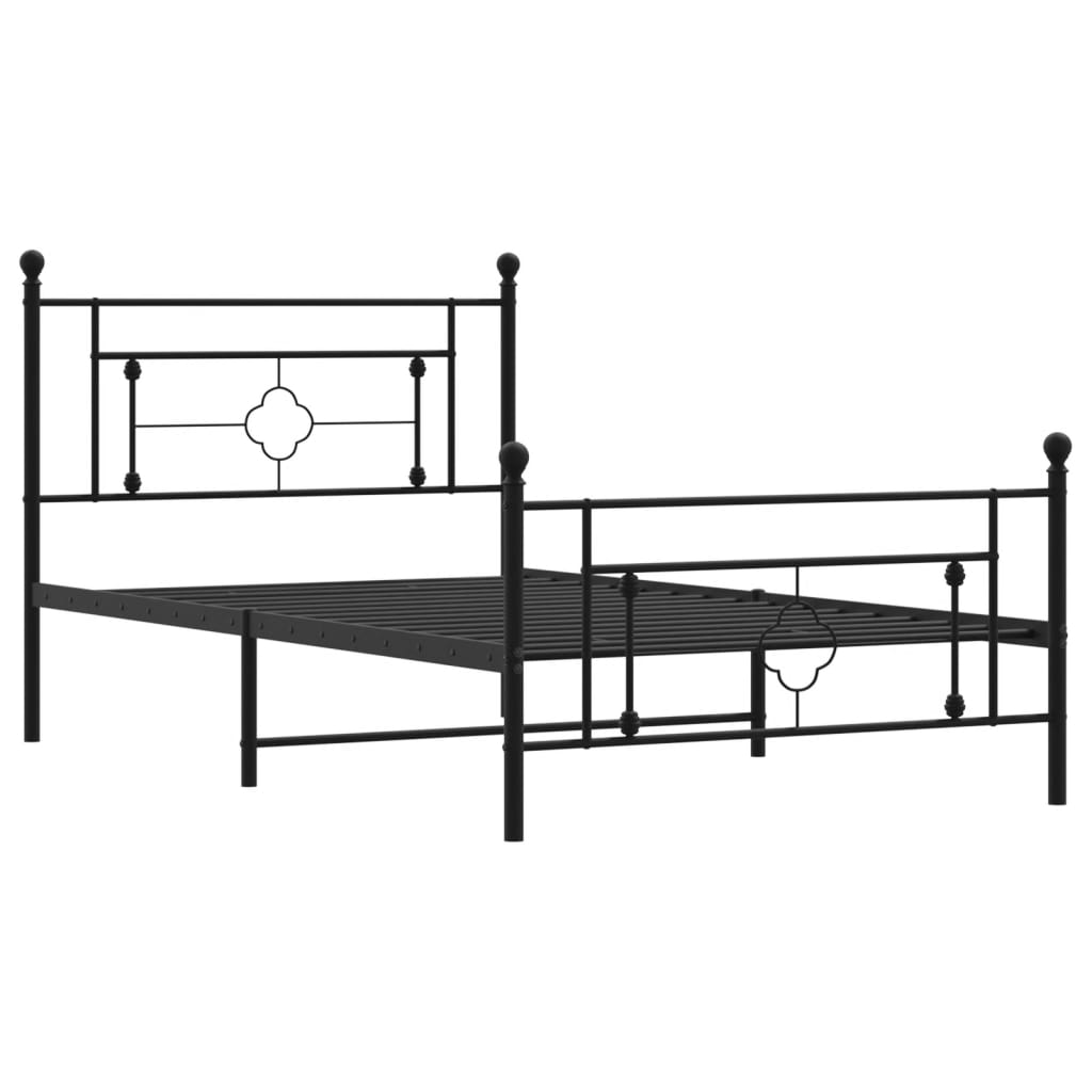Bedframe met hoofd- en voeteneinde metaal zwart 107x203 cm is nu te koop bij PeponiXL, paradijselijk wonen!