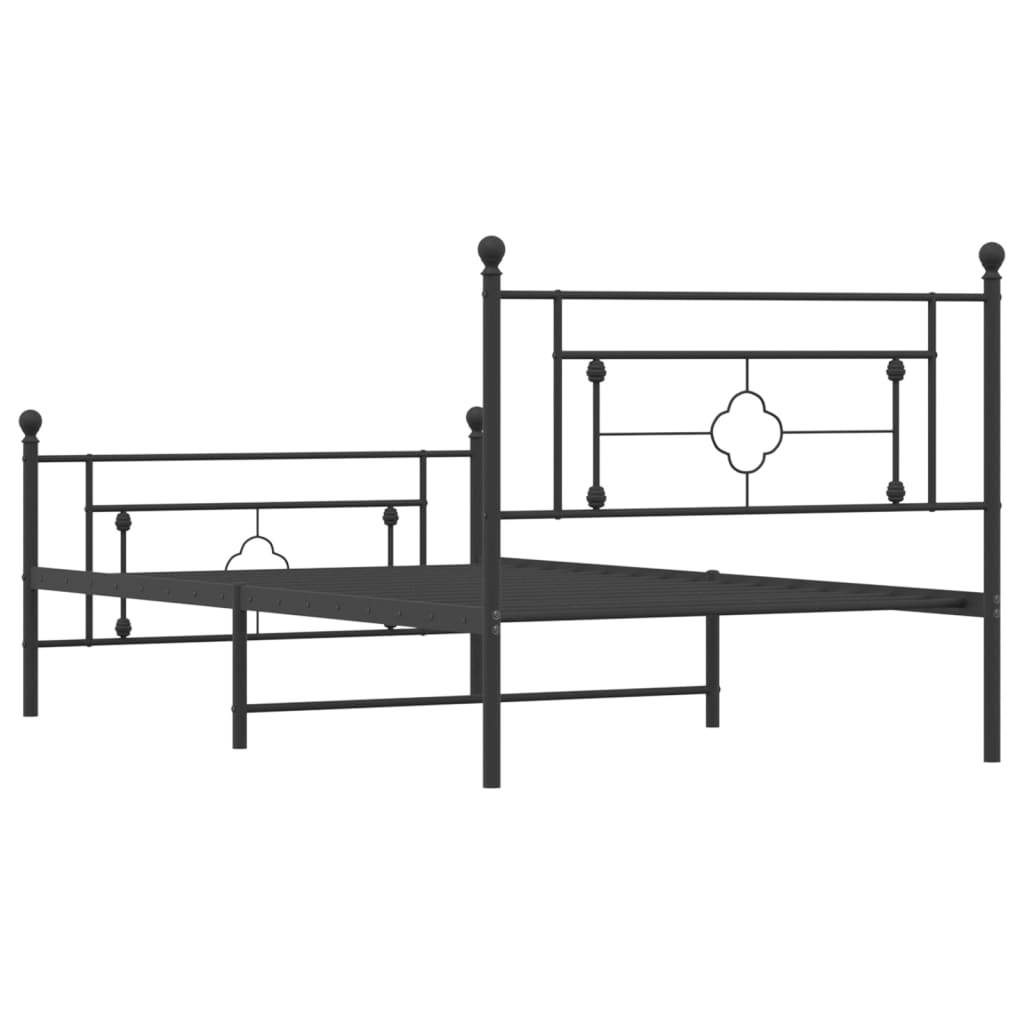 Bedframe met hoofd- en voeteneinde metaal zwart 107x203 cm is nu te koop bij PeponiXL, paradijselijk wonen!
