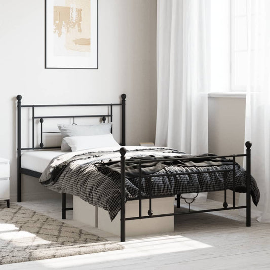 Bedframe met hoofd- en voeteneinde metaal zwart 107x203 cm is nu te koop bij PeponiXL, paradijselijk wonen!
