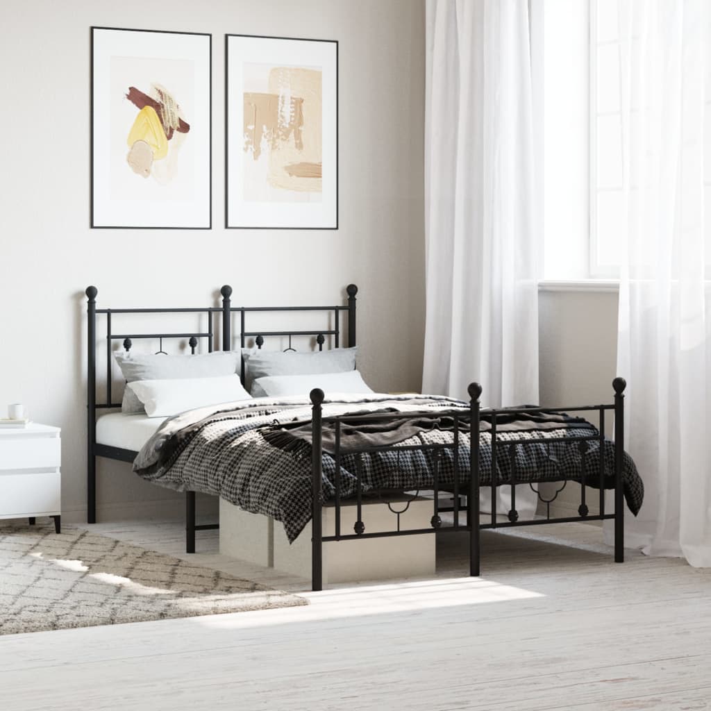 Bedframe met hoofd- en voeteneinde metaal zwart 120x190 cm is nu te koop bij PeponiXL, paradijselijk wonen!