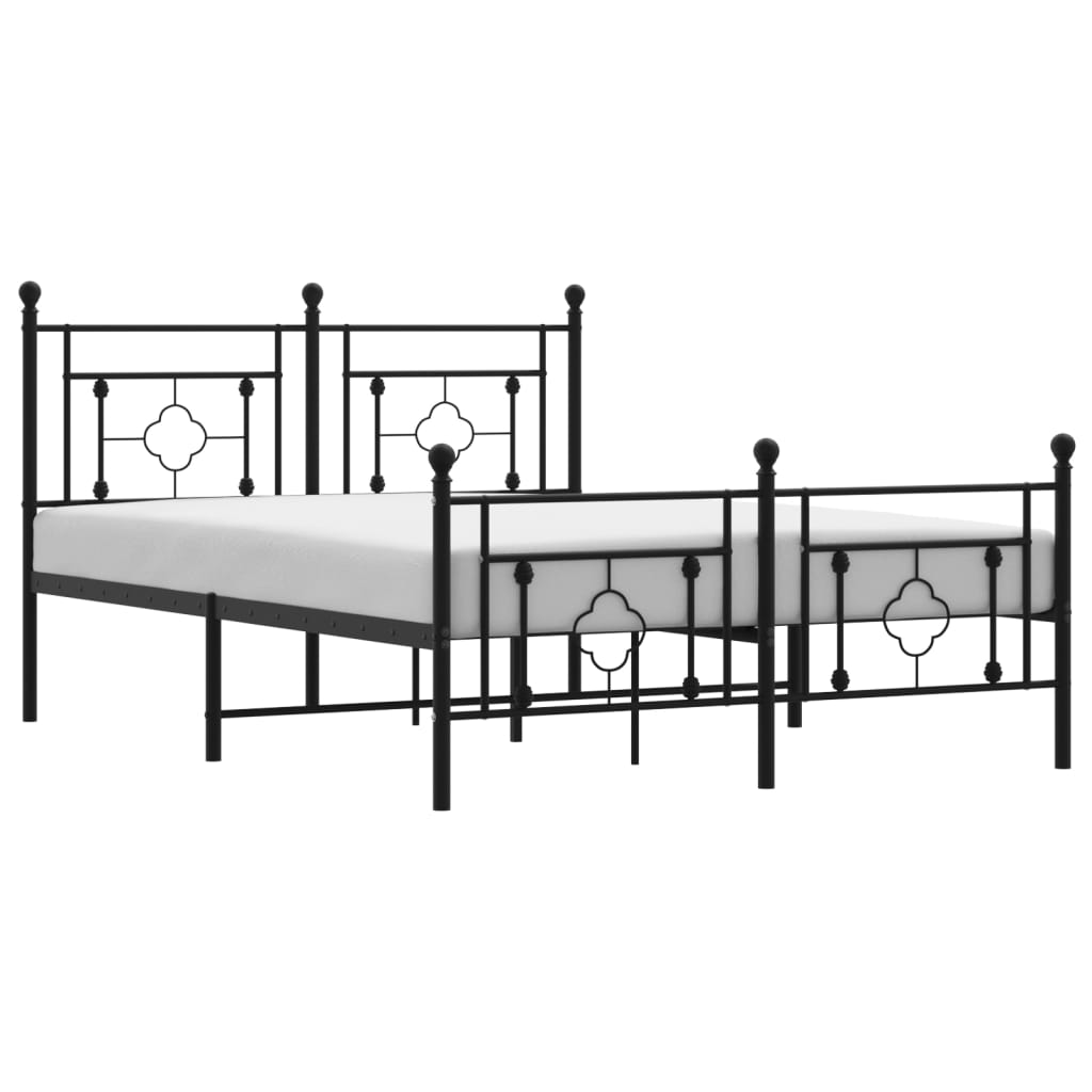 Bedframe met hoofd- en voeteneinde metaal zwart 135x190 cm is nu te koop bij PeponiXL, paradijselijk wonen!