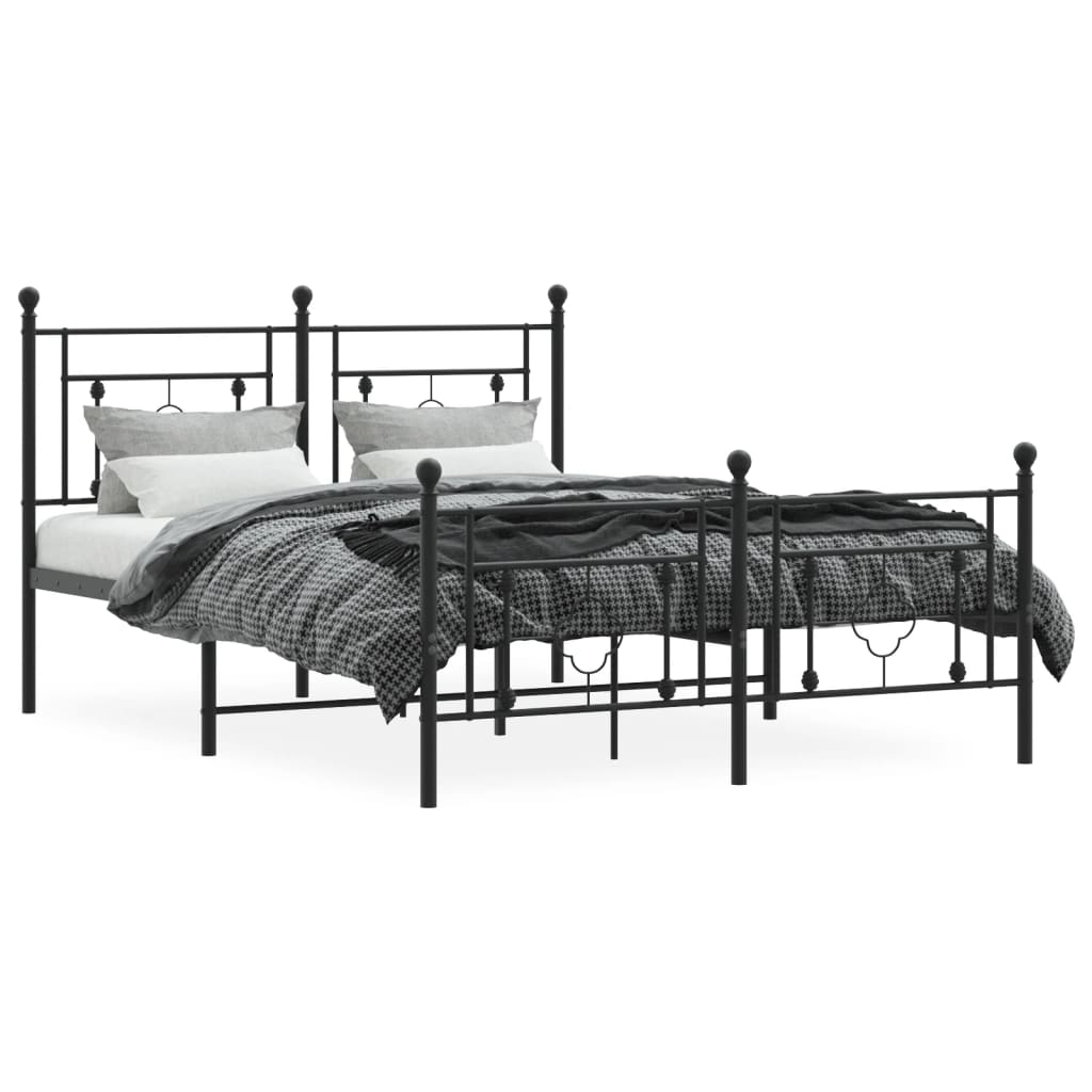 Bedframe met hoofd- en voeteneinde metaal zwart 135x190 cm is nu te koop bij PeponiXL, paradijselijk wonen!