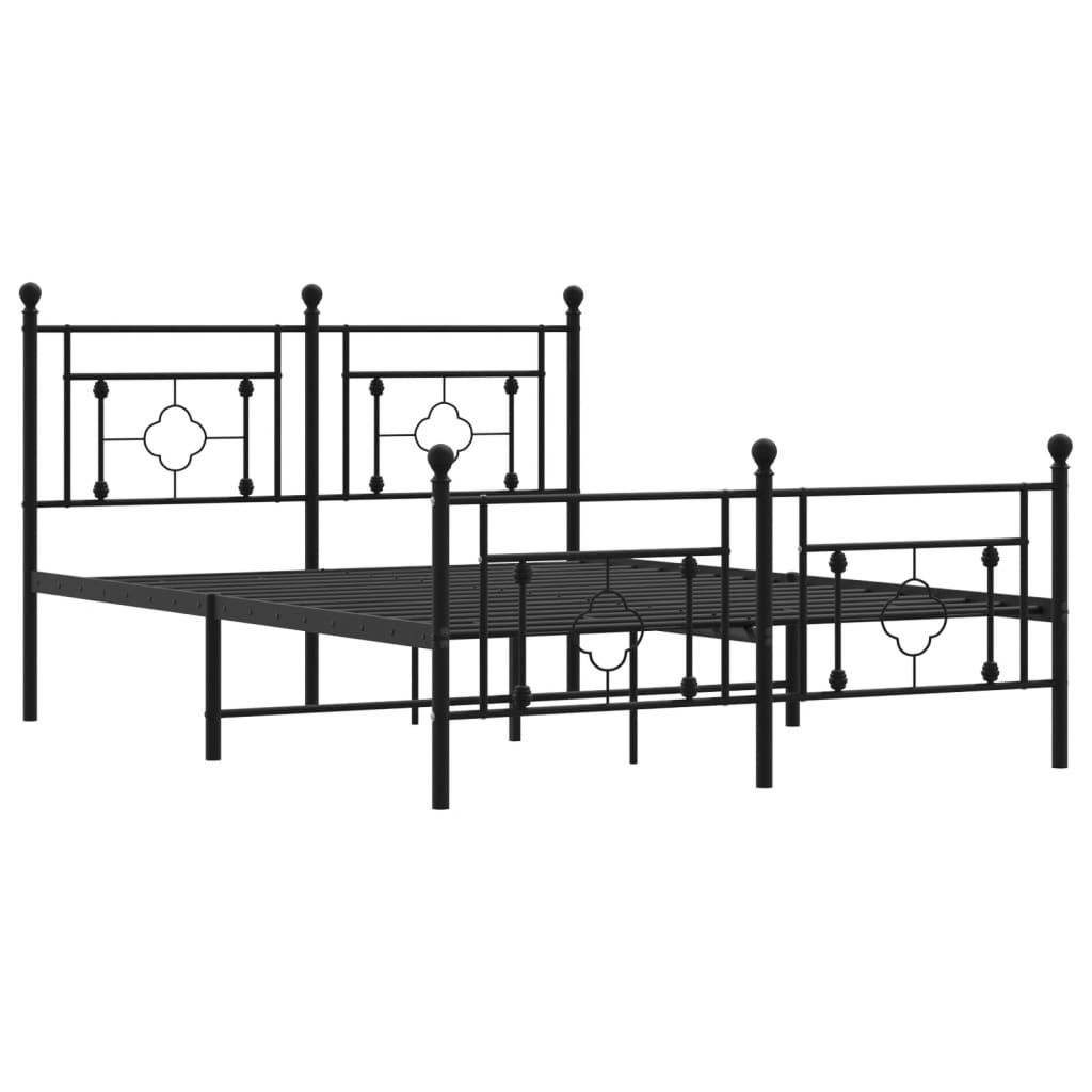 Bedframe met hoofd- en voeteneinde metaal zwart 135x190 cm is nu te koop bij PeponiXL, paradijselijk wonen!