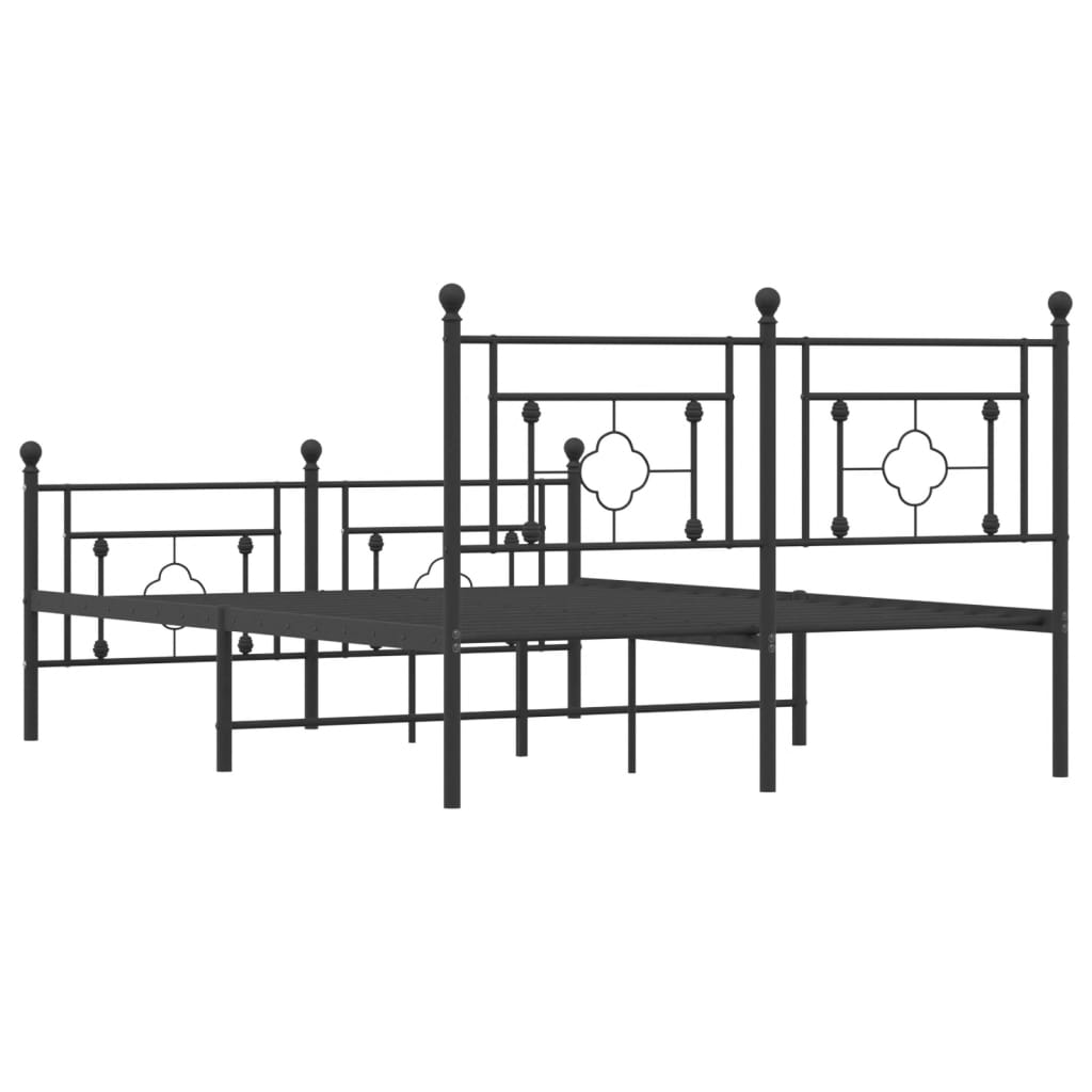 Bedframe met hoofd- en voeteneinde metaal zwart 135x190 cm is nu te koop bij PeponiXL, paradijselijk wonen!