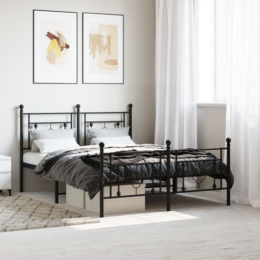 Bedframe met hoofd- en voeteneinde metaal zwart 135x190 cm is nu te koop bij PeponiXL, paradijselijk wonen!
