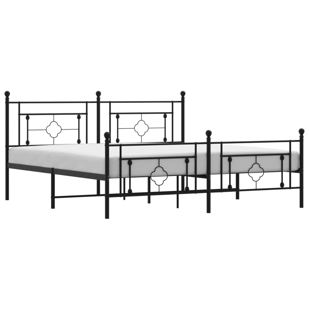 Bedframe met hoofd- en voeteneinde metaal zwart 183x213 cm is nu te koop bij PeponiXL, paradijselijk wonen!