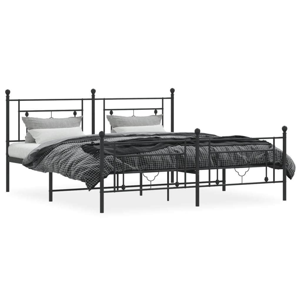 Bedframe met hoofd- en voeteneinde metaal zwart 183x213 cm is nu te koop bij PeponiXL, paradijselijk wonen!