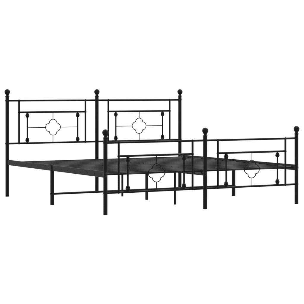 Bedframe met hoofd- en voeteneinde metaal zwart 183x213 cm is nu te koop bij PeponiXL, paradijselijk wonen!
