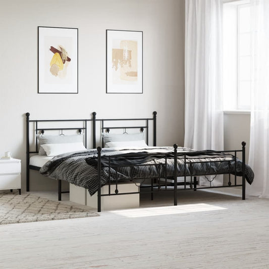 Bedframe met hoofd- en voeteneinde metaal zwart 183x213 cm is nu te koop bij PeponiXL, paradijselijk wonen!