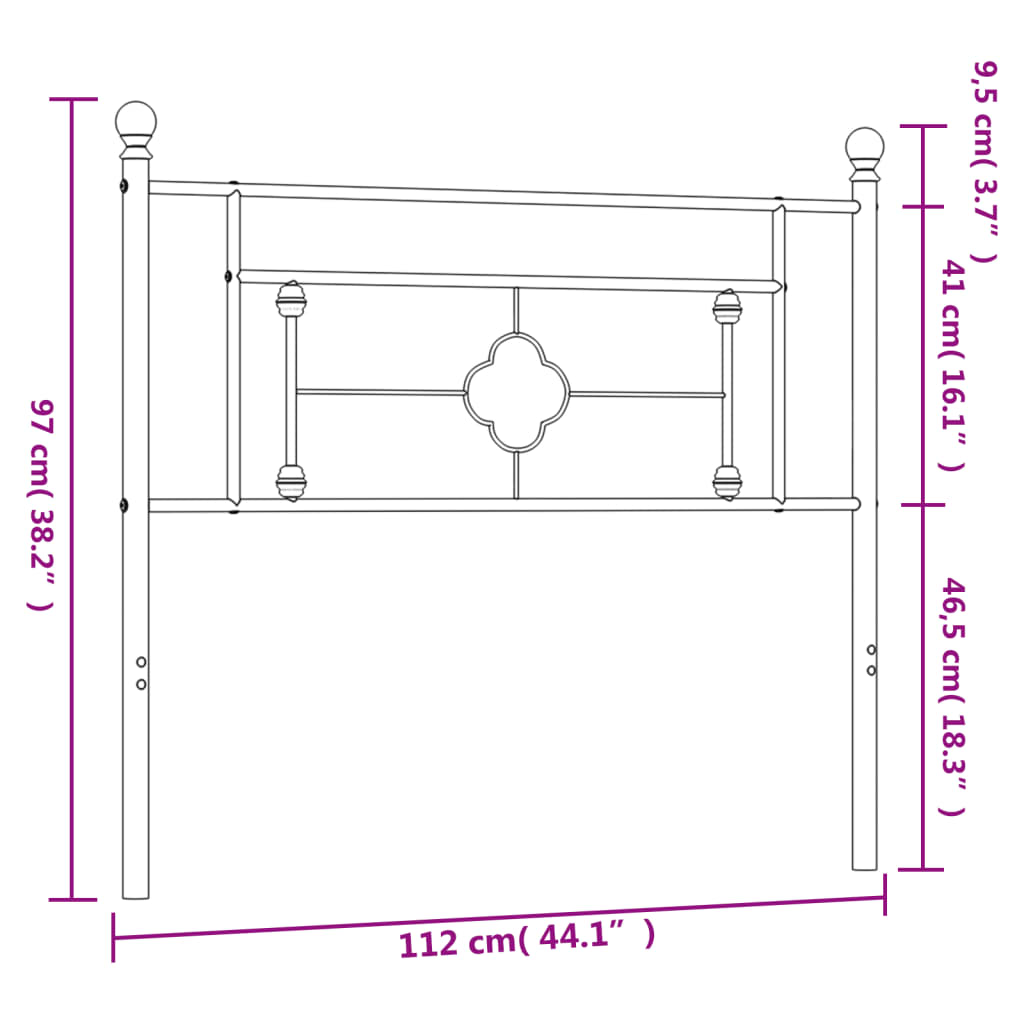 Vervangend hoofdbord 107 cm metaal zwart is nu te koop bij PeponiXL, paradijselijk wonen!