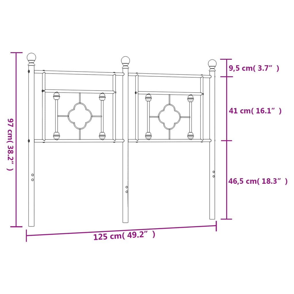Vervangend hoofdbord 120 cm metaal zwart is nu te koop bij PeponiXL, paradijselijk wonen!