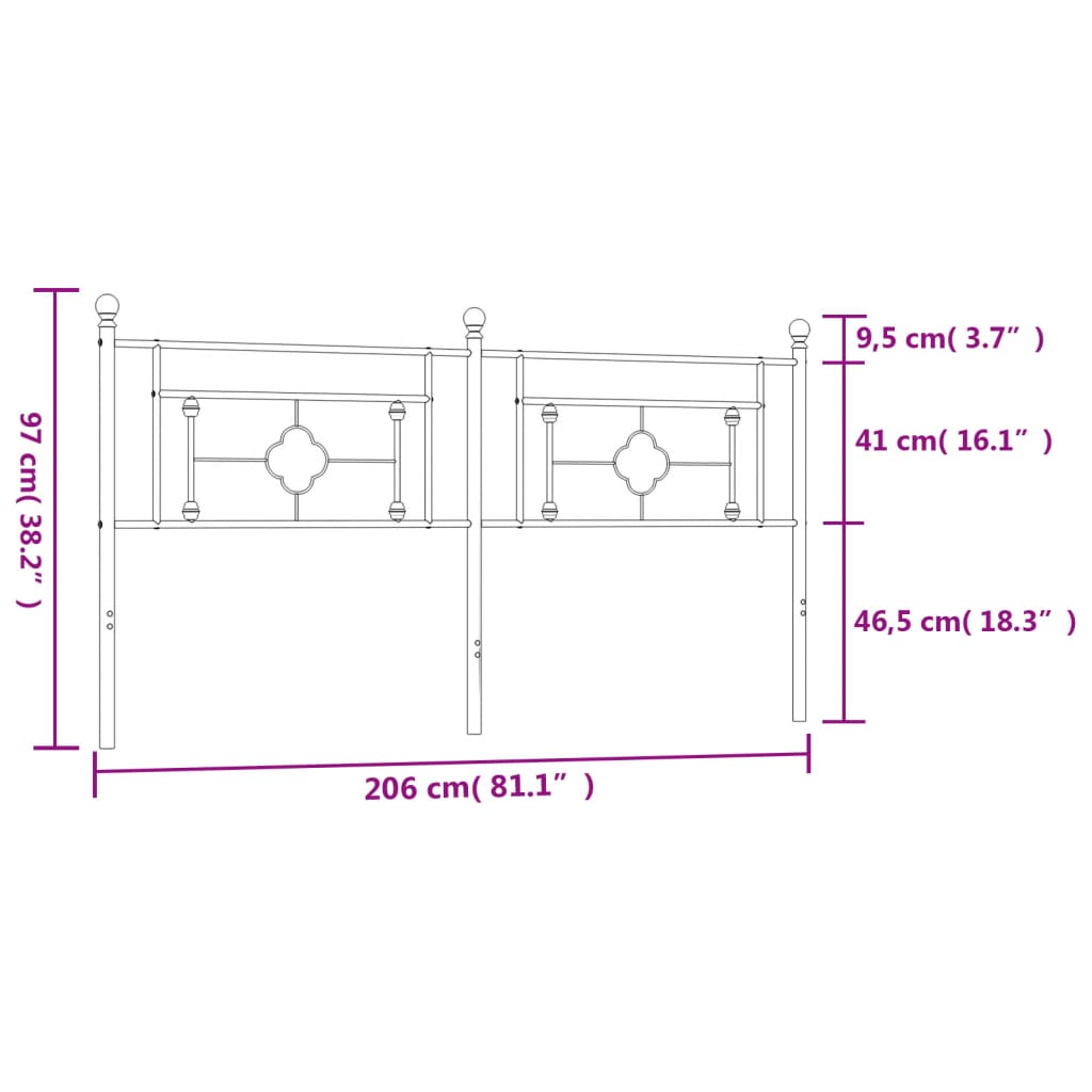 Vervangend hoofdbord 200 cm metaal zwart is nu te koop bij PeponiXL, paradijselijk wonen!