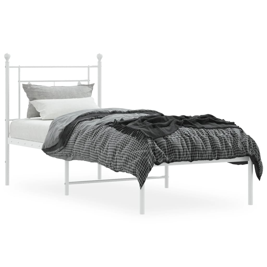 Bedframe met hoofdbord metaal wit 80x200 cm is nu te koop bij PeponiXL, paradijselijk wonen!