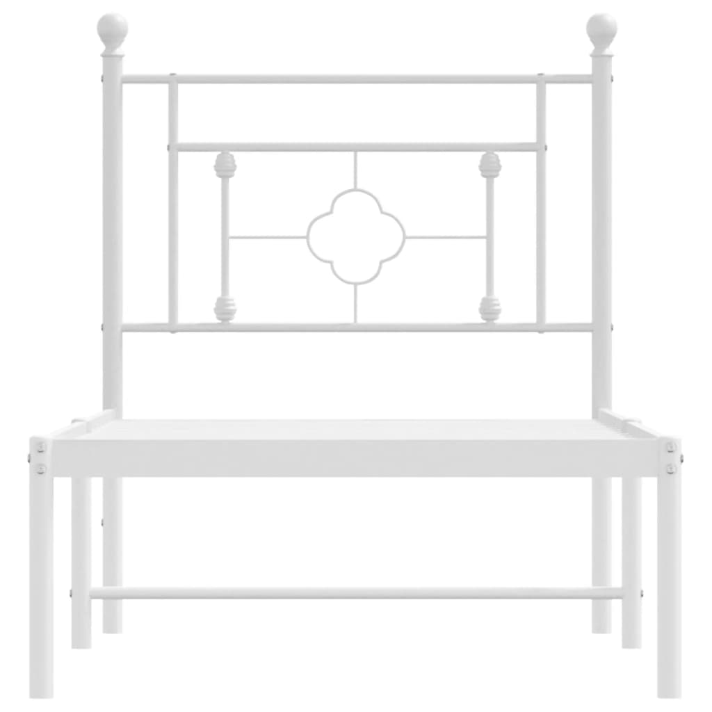 Bedframe met hoofdbord metaal wit 80x200 cm is nu te koop bij PeponiXL, paradijselijk wonen!