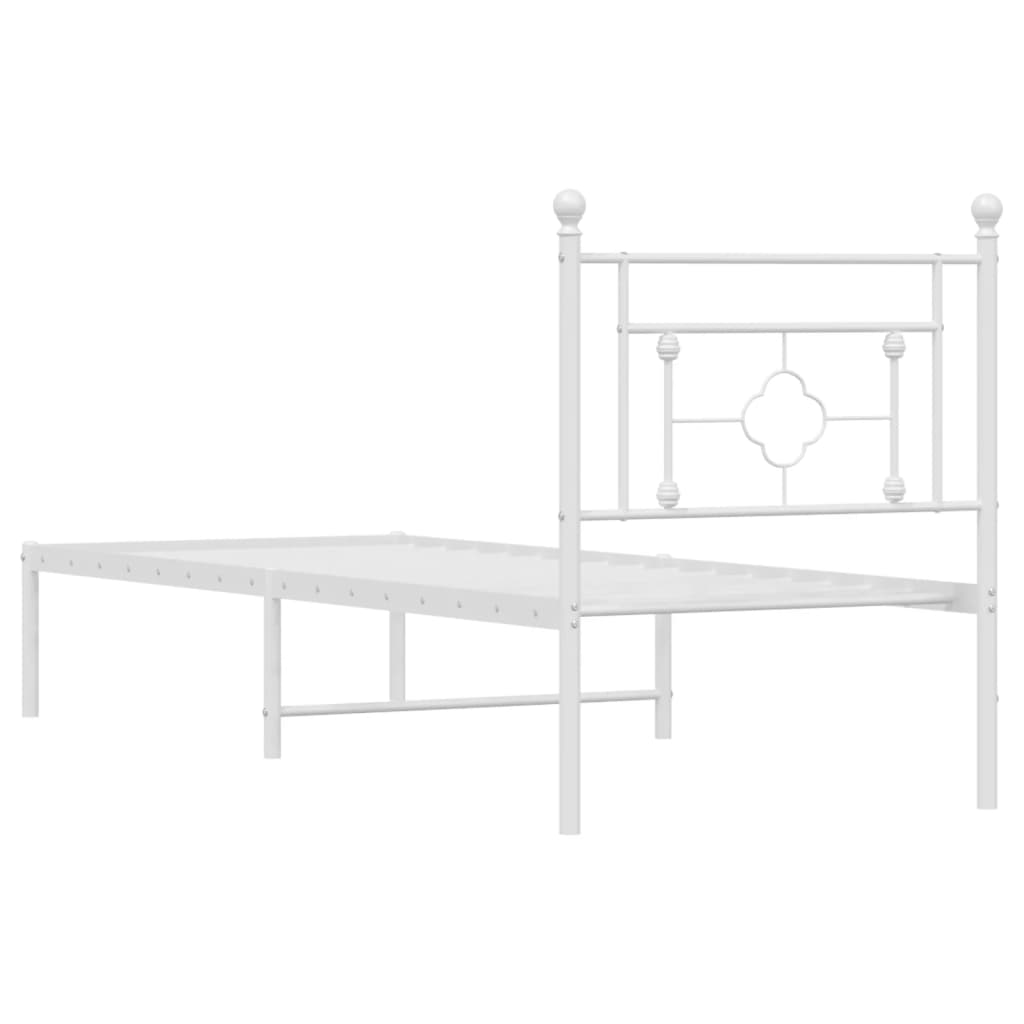 Bedframe met hoofdbord metaal wit 80x200 cm is nu te koop bij PeponiXL, paradijselijk wonen!
