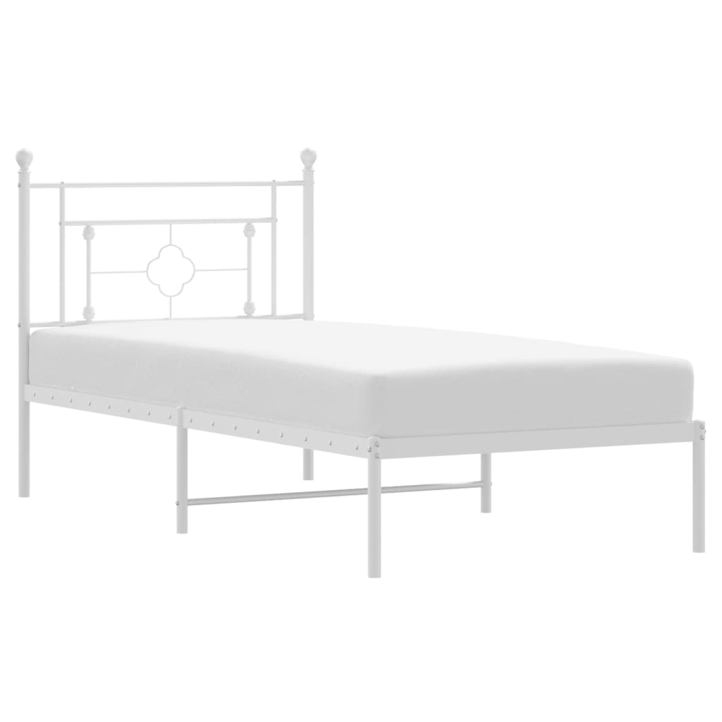 Bedframe met hoofdbord metaal wit 90x200 cm is nu te koop bij PeponiXL, paradijselijk wonen!