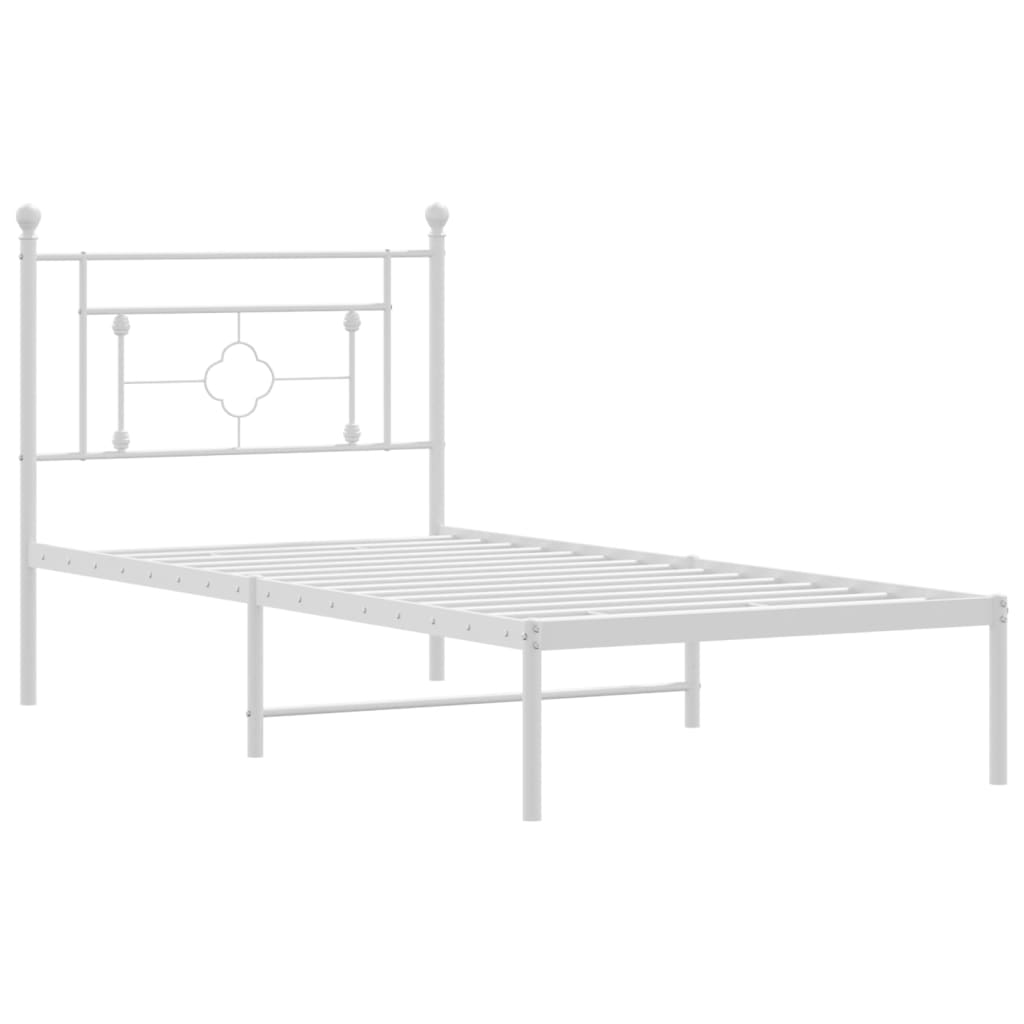 Bedframe met hoofdbord metaal wit 90x200 cm is nu te koop bij PeponiXL, paradijselijk wonen!