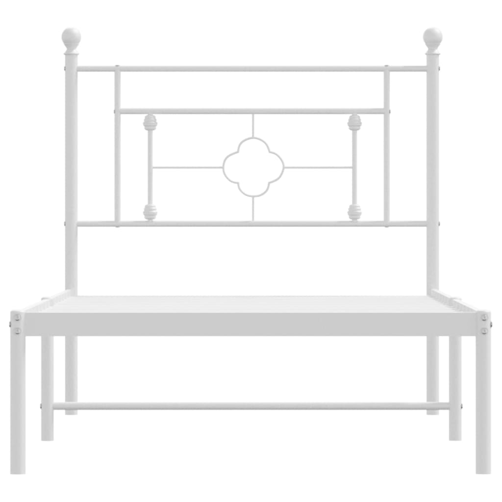 Bedframe met hoofdbord metaal wit 90x200 cm is nu te koop bij PeponiXL, paradijselijk wonen!