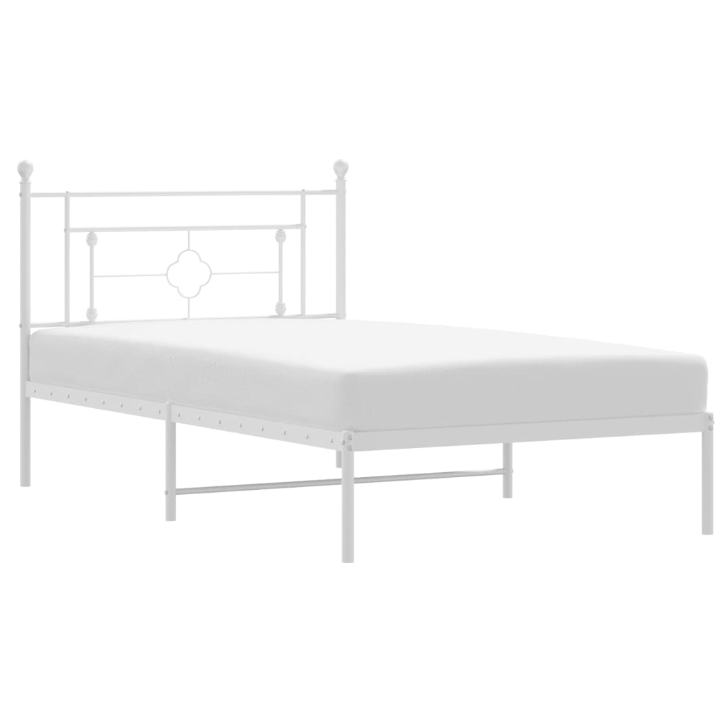 Bedframe met hoofdbord metaal wit 107x203 cm is nu te koop bij PeponiXL, paradijselijk wonen!