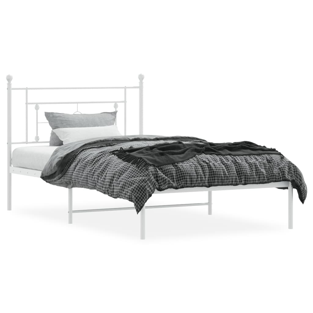 Bedframe met hoofdbord metaal wit 107x203 cm is nu te koop bij PeponiXL, paradijselijk wonen!