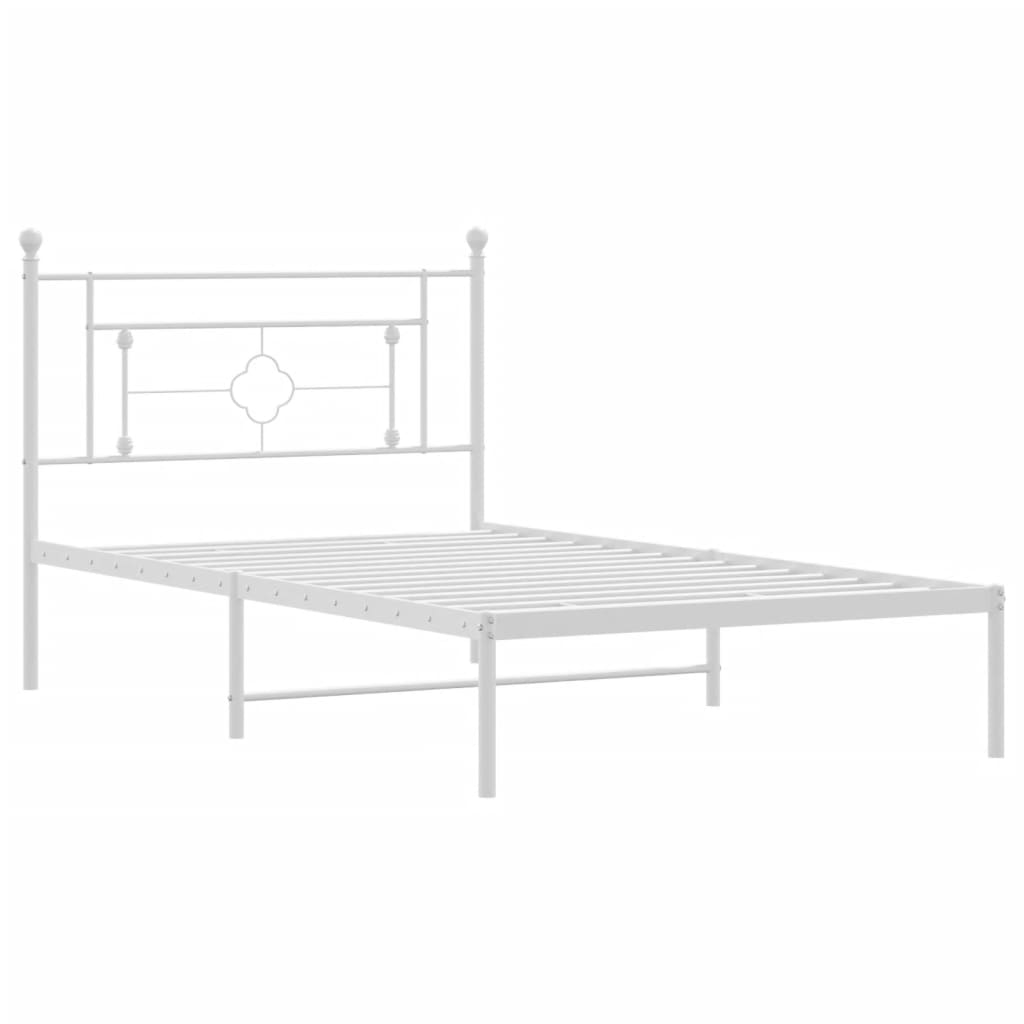 Bedframe met hoofdbord metaal wit 107x203 cm is nu te koop bij PeponiXL, paradijselijk wonen!