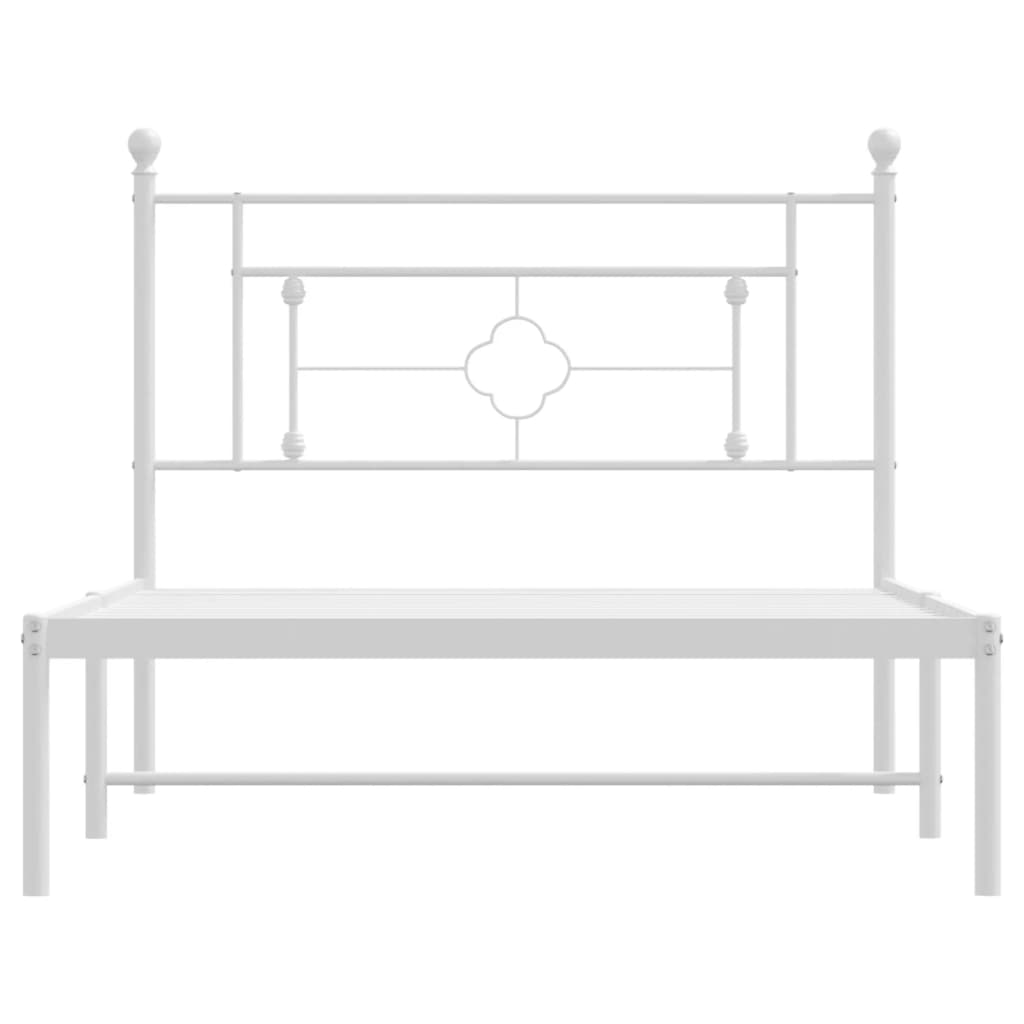 Bedframe met hoofdbord metaal wit 107x203 cm is nu te koop bij PeponiXL, paradijselijk wonen!