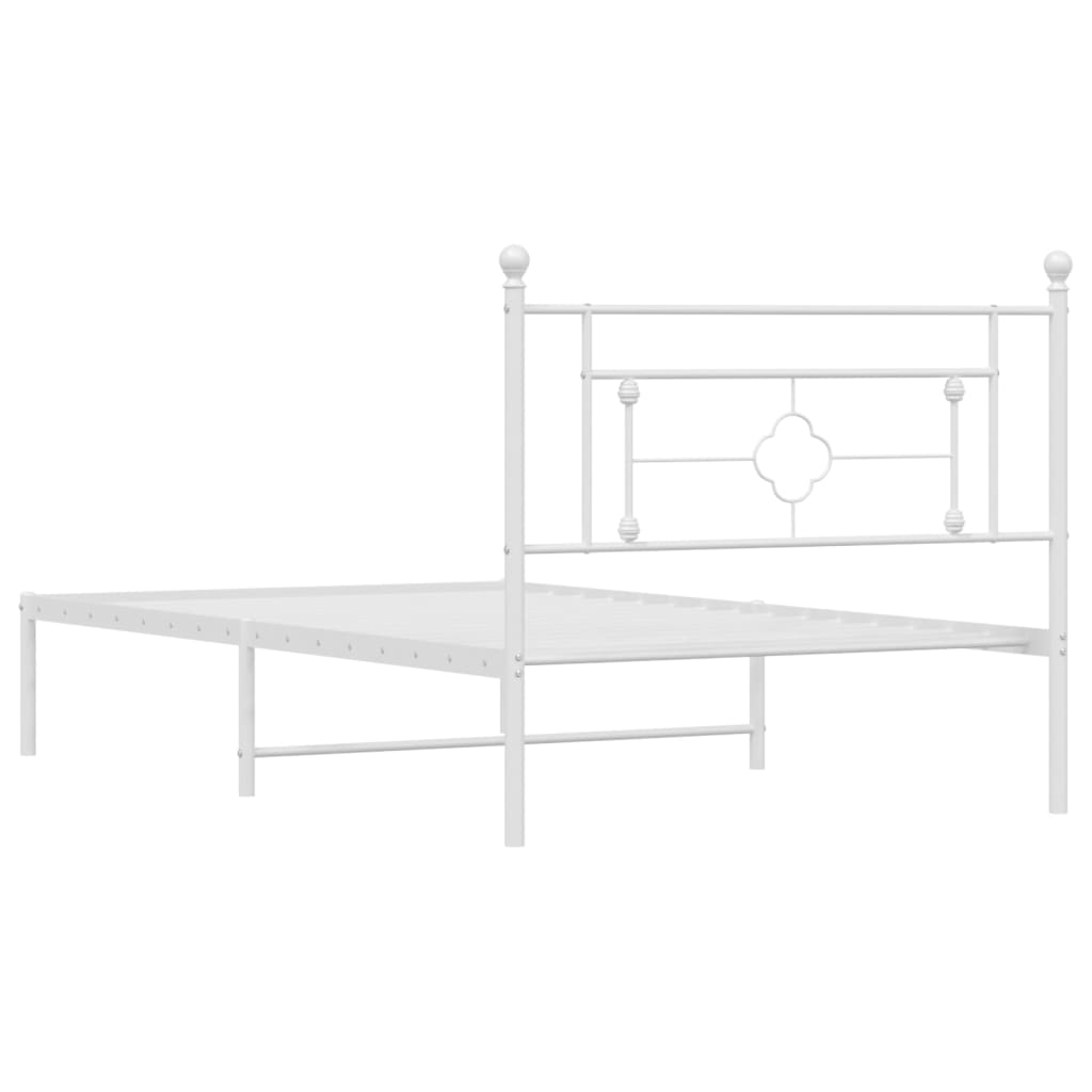 Bedframe met hoofdbord metaal wit 107x203 cm is nu te koop bij PeponiXL, paradijselijk wonen!