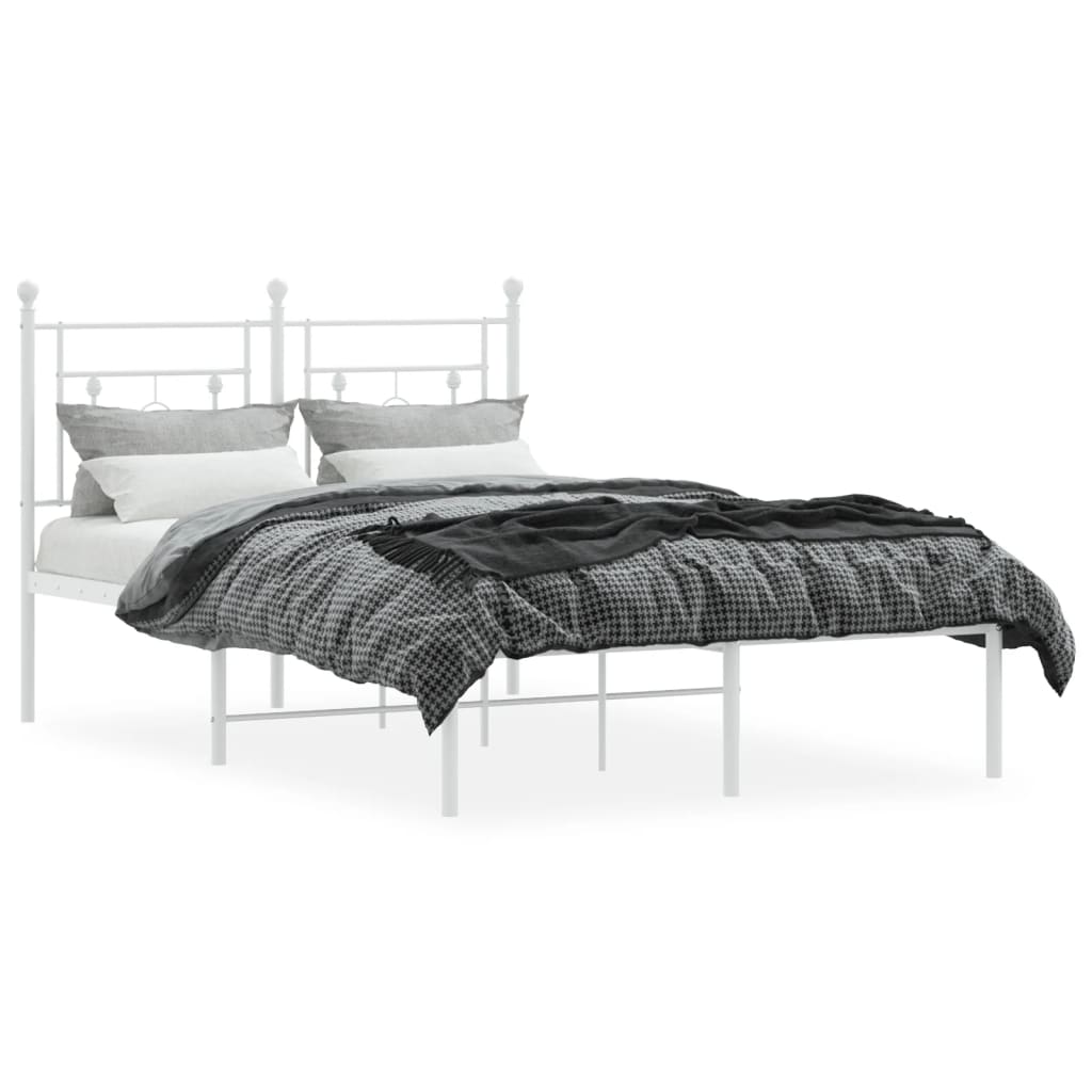 Bedframe met hoofdbord metaal wit 120x190 cm is nu te koop bij PeponiXL, paradijselijk wonen!