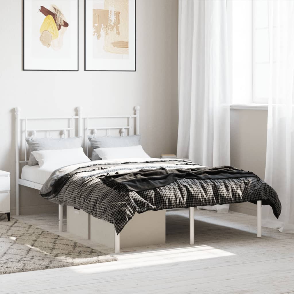 Bedframe met hoofdbord metaal wit 120x190 cm is nu te koop bij PeponiXL, paradijselijk wonen!