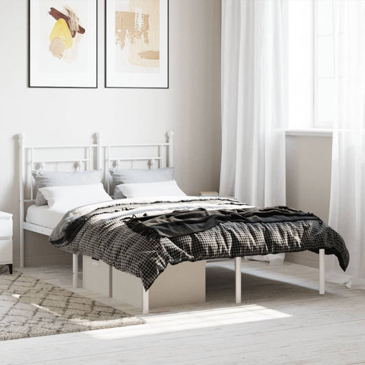 Bedframe met hoofdbord metaal wit 120x190 cm is nu te koop bij PeponiXL, paradijselijk wonen!