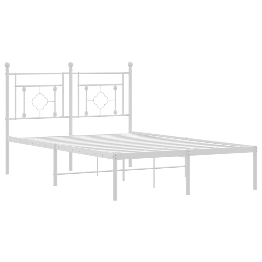 Bedframe met hoofdbord metaal wit 120x200 cm is nu te koop bij PeponiXL, paradijselijk wonen!
