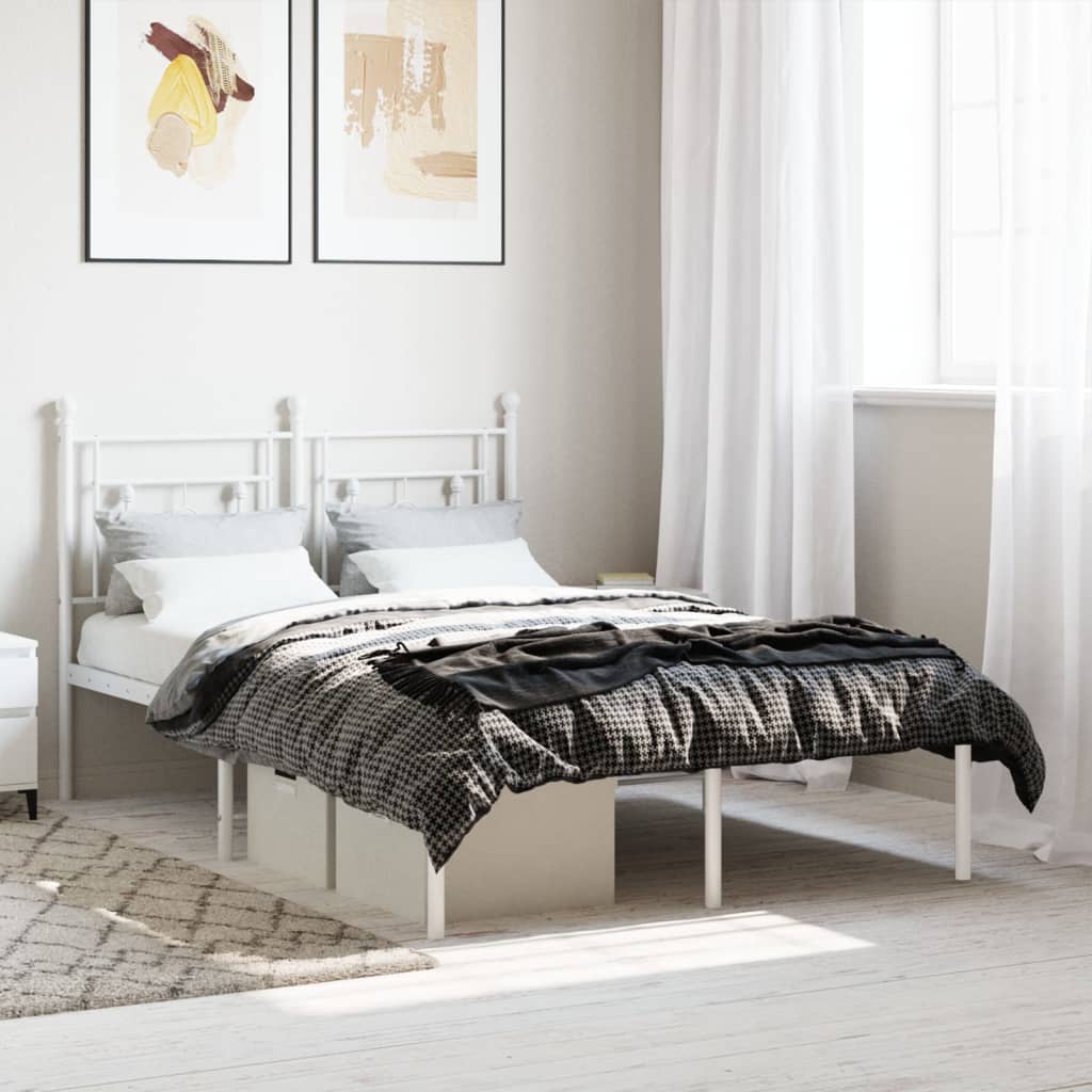Bedframe met hoofdbord metaal wit 120x200 cm is nu te koop bij PeponiXL, paradijselijk wonen!