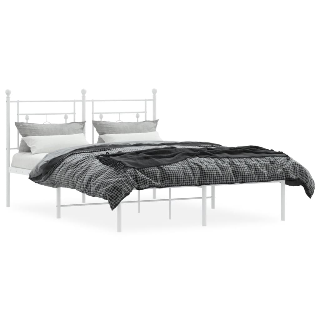 Bedframe met hoofdbord metaal wit 135x190 cm is nu te koop bij PeponiXL, paradijselijk wonen!