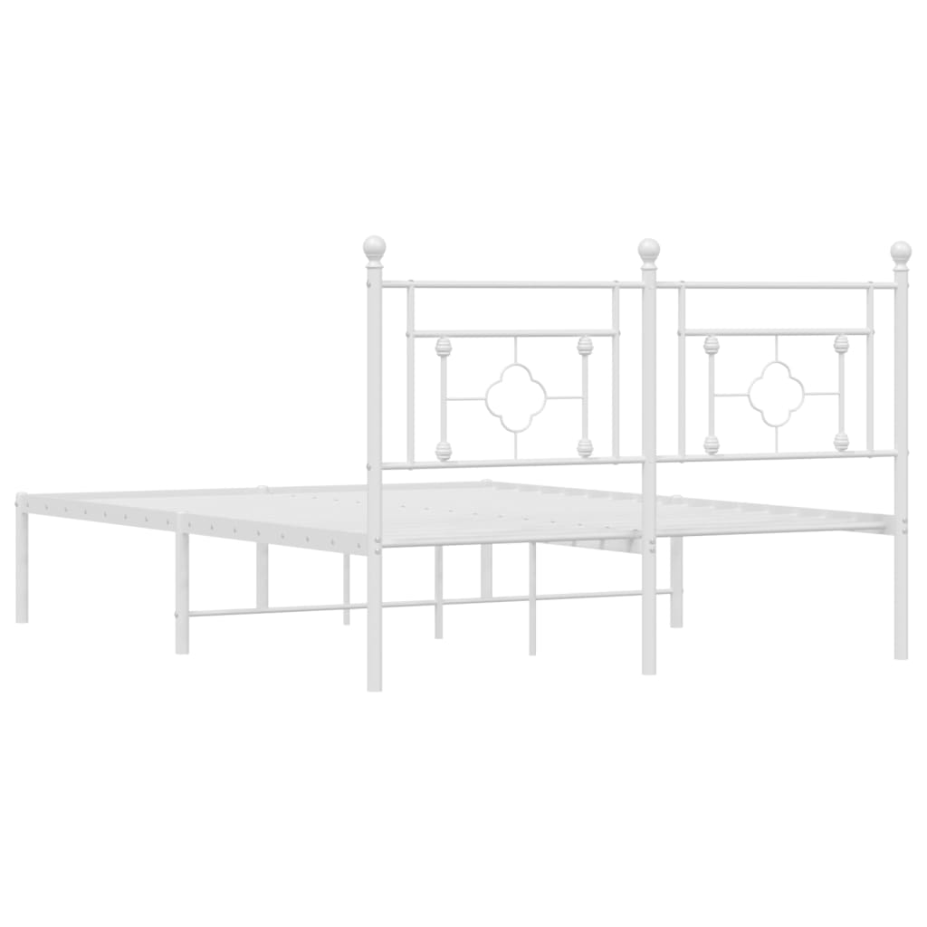 Bedframe met hoofdbord metaal wit 135x190 cm is nu te koop bij PeponiXL, paradijselijk wonen!