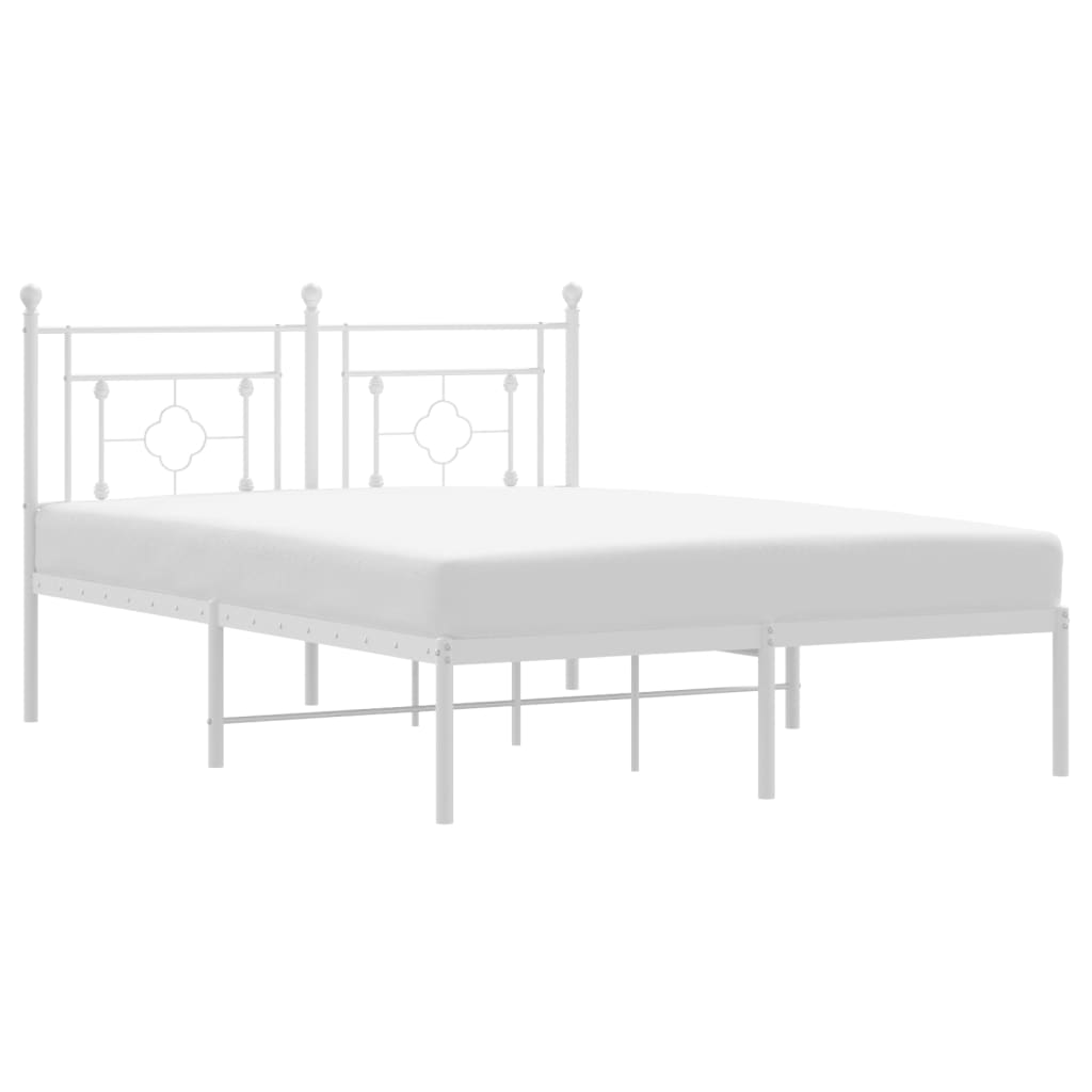 Bedframe met hoofdbord metaal wit 140x190 cm is nu te koop bij PeponiXL, paradijselijk wonen!