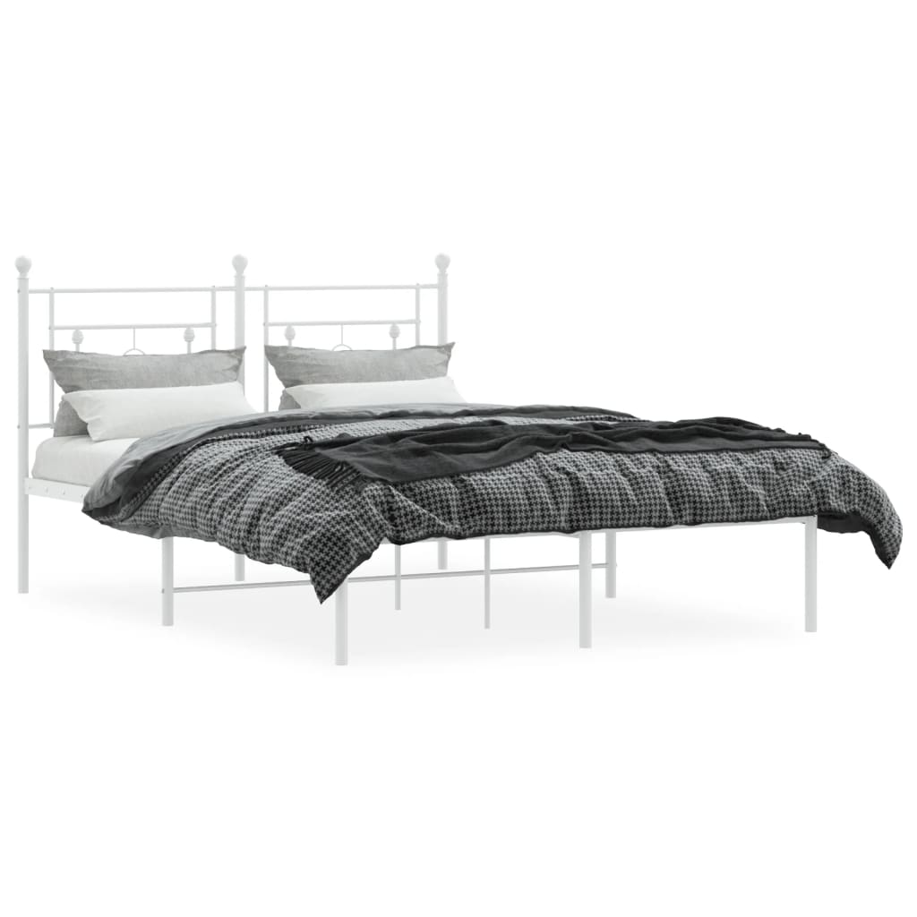Bedframe met hoofdbord metaal wit 140x190 cm is nu te koop bij PeponiXL, paradijselijk wonen!