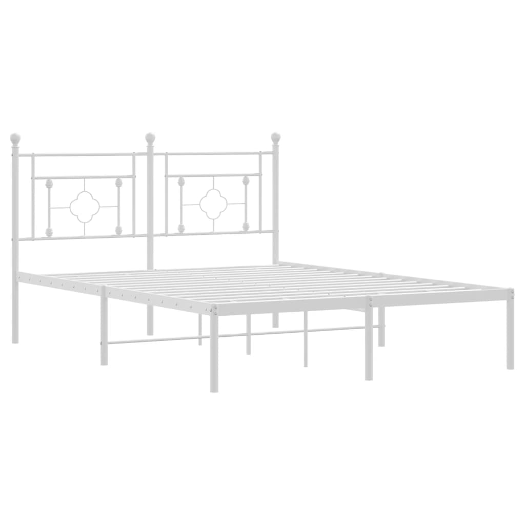 Bedframe met hoofdbord metaal wit 140x190 cm is nu te koop bij PeponiXL, paradijselijk wonen!