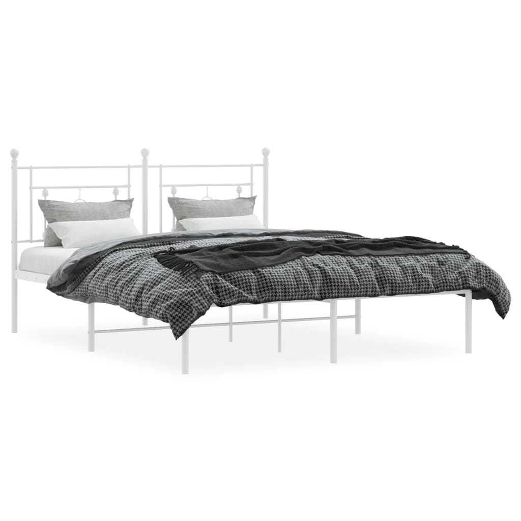 Bedframe met hoofdbord metaal wit 150x200 cm is nu te koop bij PeponiXL, paradijselijk wonen!