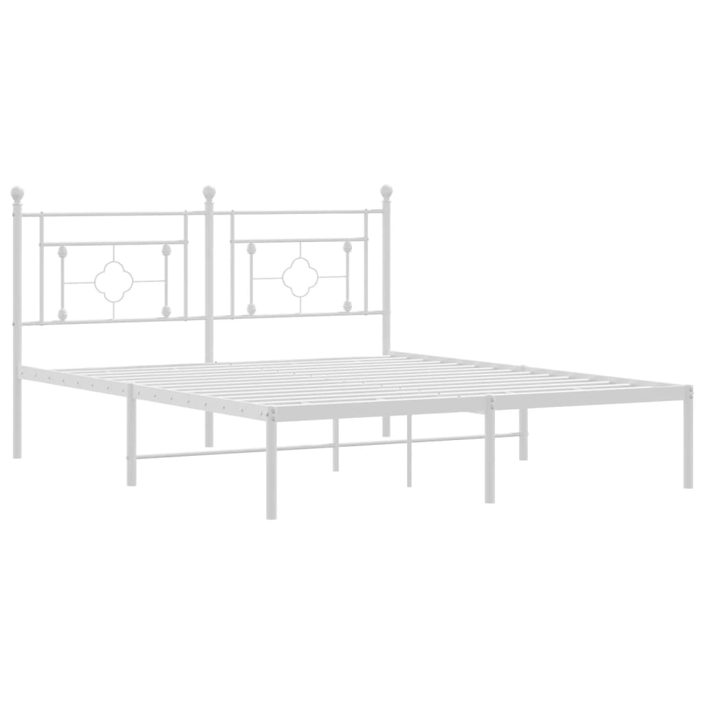 Bedframe met hoofdbord metaal wit 150x200 cm is nu te koop bij PeponiXL, paradijselijk wonen!