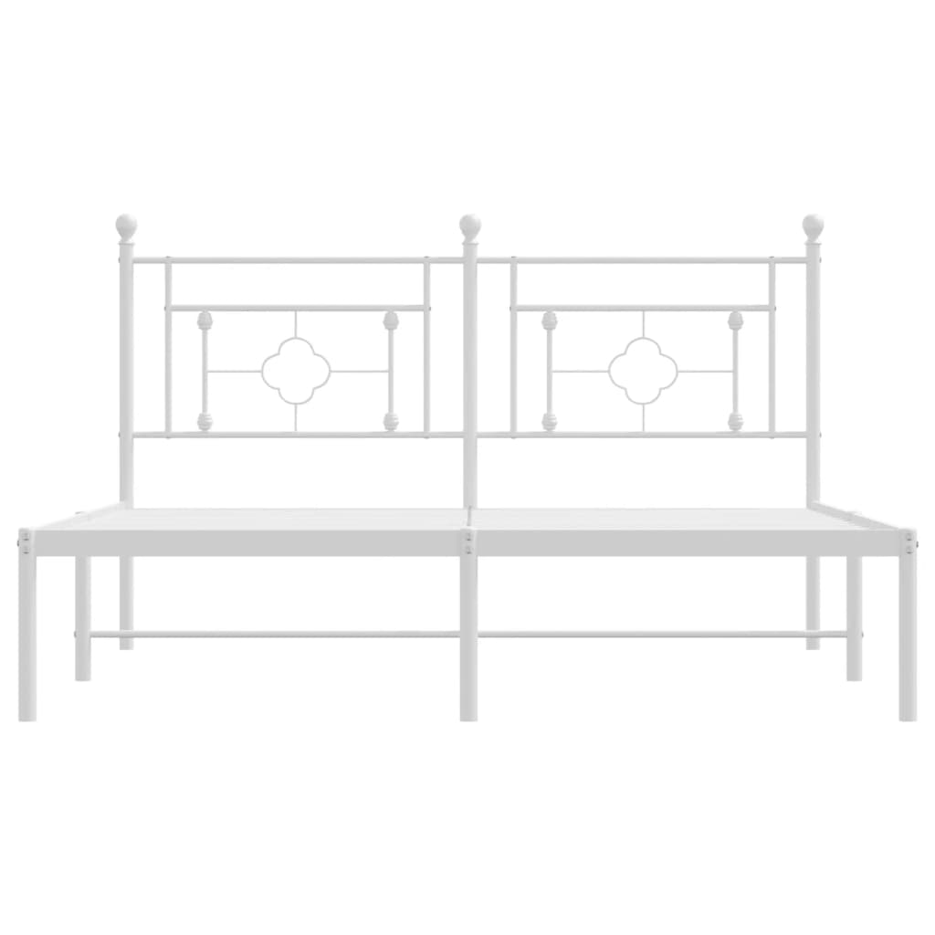 Bedframe met hoofdbord metaal wit 150x200 cm is nu te koop bij PeponiXL, paradijselijk wonen!