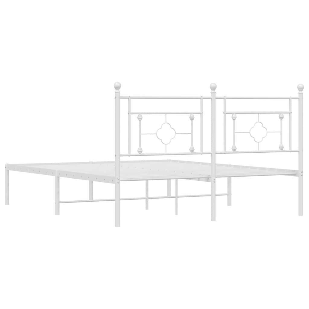 Bedframe met hoofdbord metaal wit 150x200 cm is nu te koop bij PeponiXL, paradijselijk wonen!