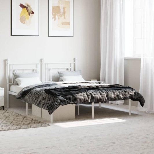 Bedframe met hoofdbord metaal wit 150x200 cm is nu te koop bij PeponiXL, paradijselijk wonen!