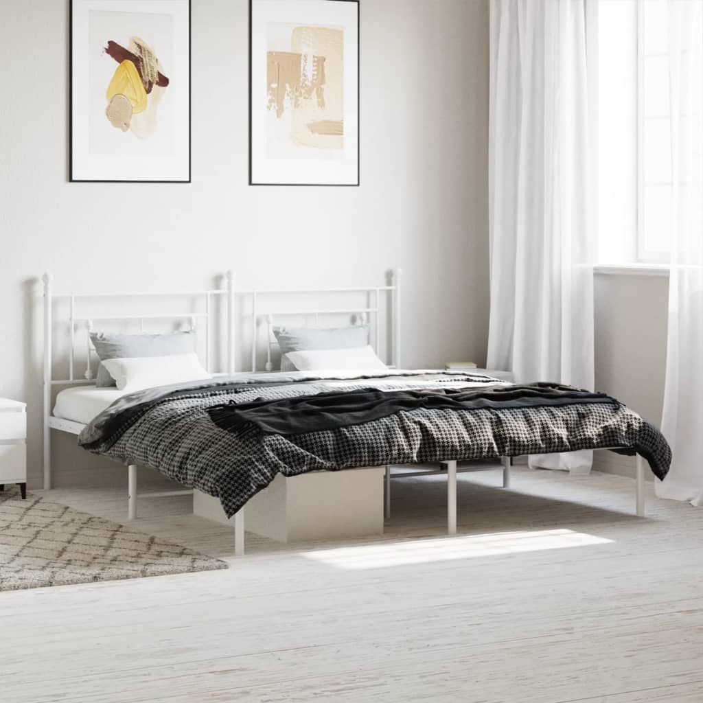 Bedframe met hoofdbord metaal wit 183x213 cm is nu te koop bij PeponiXL, paradijselijk wonen!